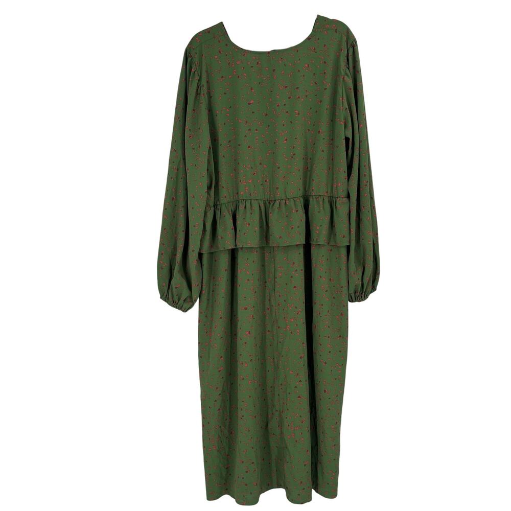 Eloquii Elements Midi Green Print Long Sleeve Pea… - image 2